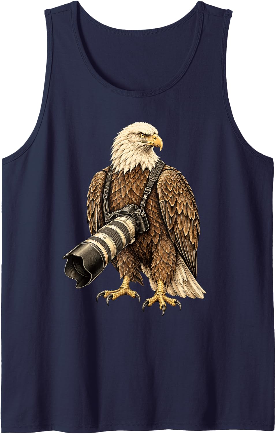 Vintage Bald Eagle Photography Camera Wildlife Photograph Sleeveless Tank Top - Navy Blue