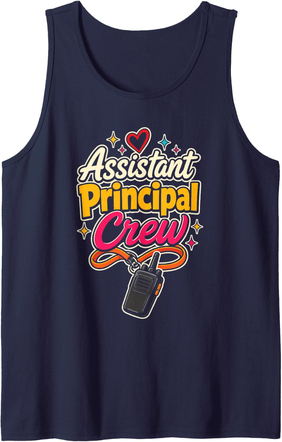 Assistant Principal Crew Elementary School Office Staff Sleeveless Tank Top - Navy Blue