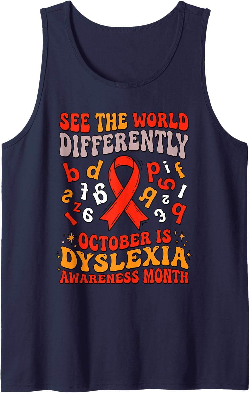 See The World Differently Dyslexia Awareness Sleeveless Tank Top - Navy Blue