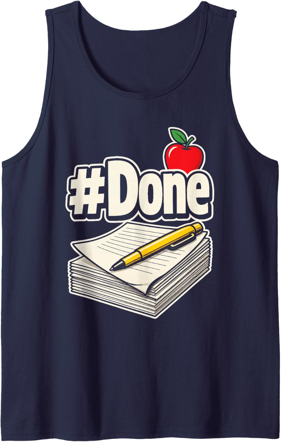 Elementary Teacher #Done Last Day of School Grading Sleeveless Tank Top - Navy Blue