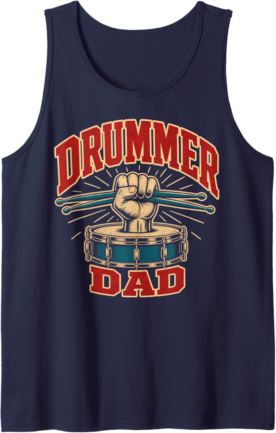 Drummer Dad Drum Set Drumming Sleeveless Tank Top - Navy Blue