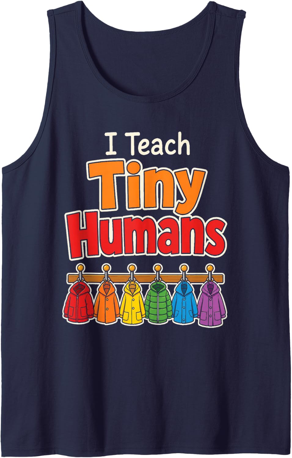 Elementary Teacher I Teach Tiny Humans Little Learners Sleeveless Tank Top - Navy Blue