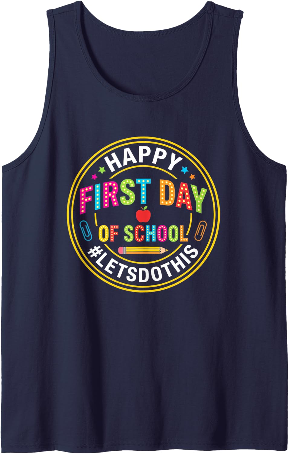 Happy First Day of School #letsdothis Kids Teacher Sleeveless Tank Top - Navy Blue
