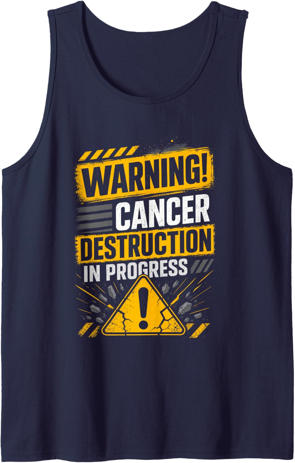 Warning! Cancer Destruction in Progress Oncology Nurse Tank Top - Navy Blue