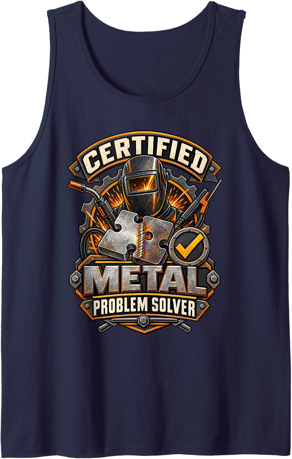Funny Welding Worker Welder Tank Top - Navy Blue
