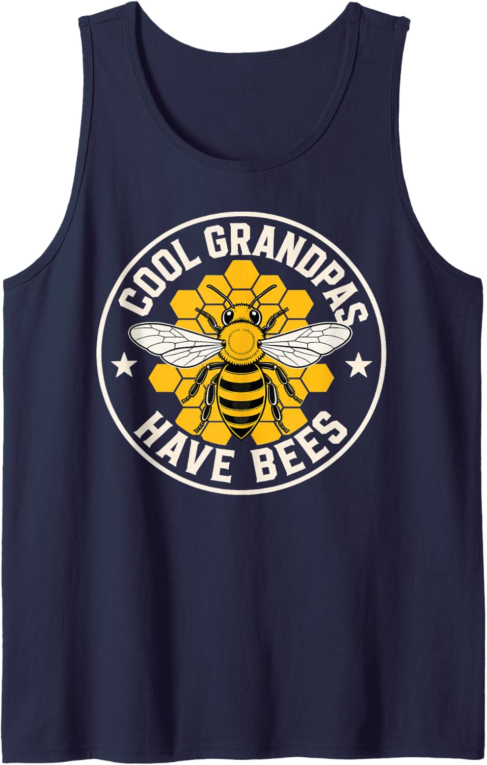 Grandpa Beekeeper Apiary Bee Papa Beekeeping Sleeveless Tank Top - Navy Blue