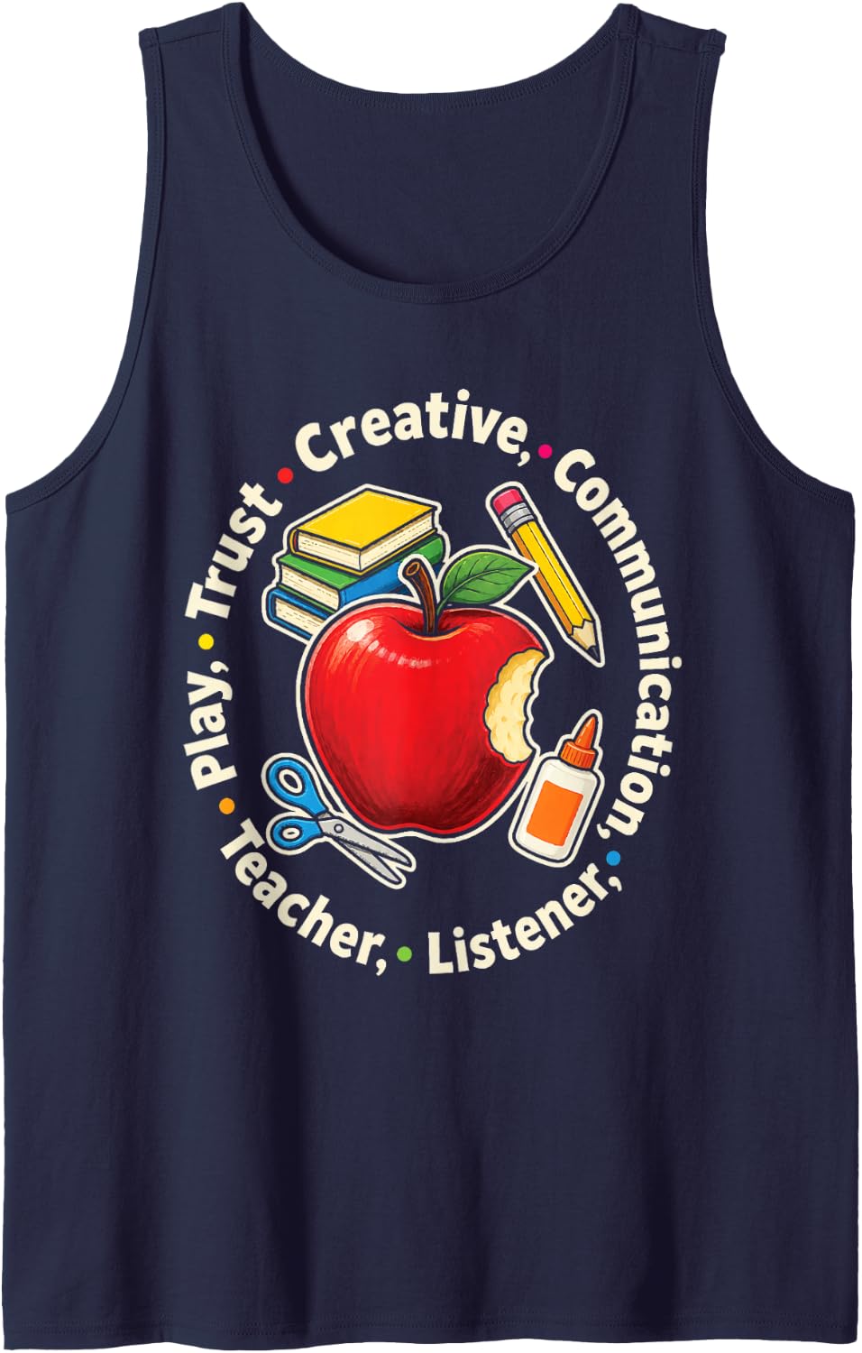 Elementary Teacher Creative Communication Listener Play Sleeveless Tank Top - Navy Blue