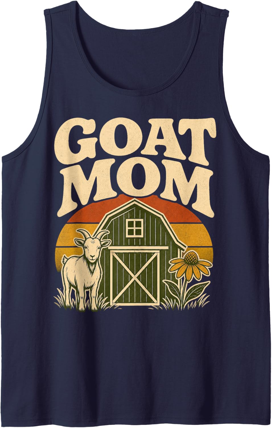 Goat Mom Barnyard Mother Sleeveless Tank Top - Navy Blue