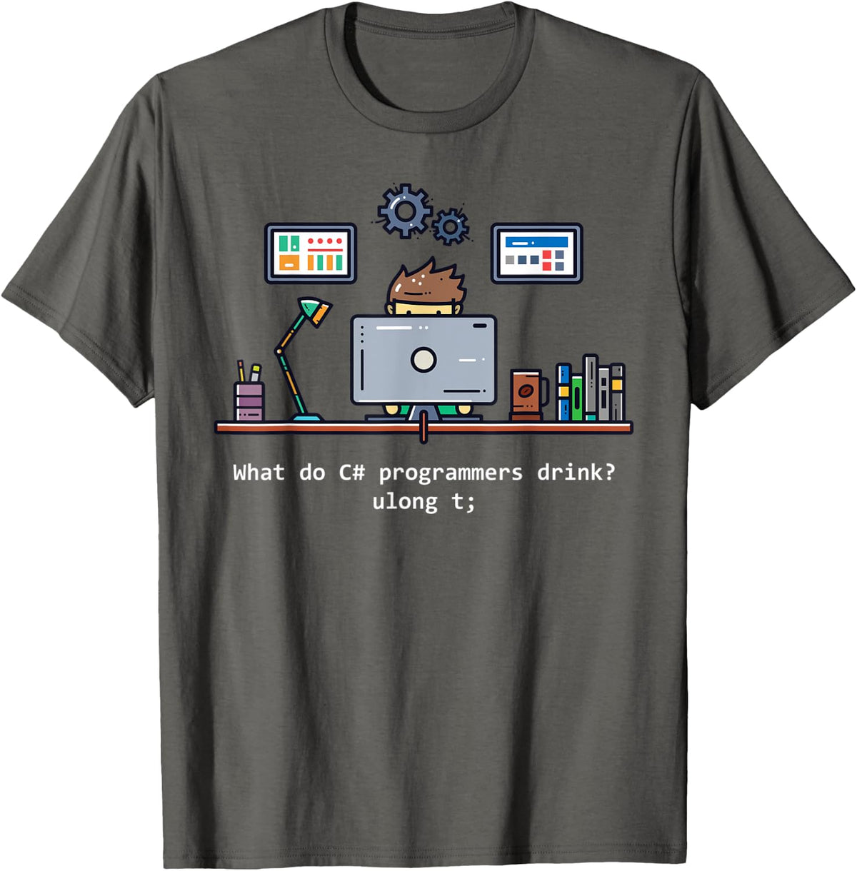 Computer Science C# Programmers Drink Oolong Tea T-Shirt - Asphalt Grey
