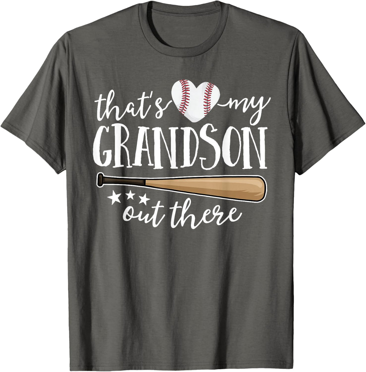 That's My Grandson Out There Gift Women Baseball Grandma T-Shirt - Asphalt Grey