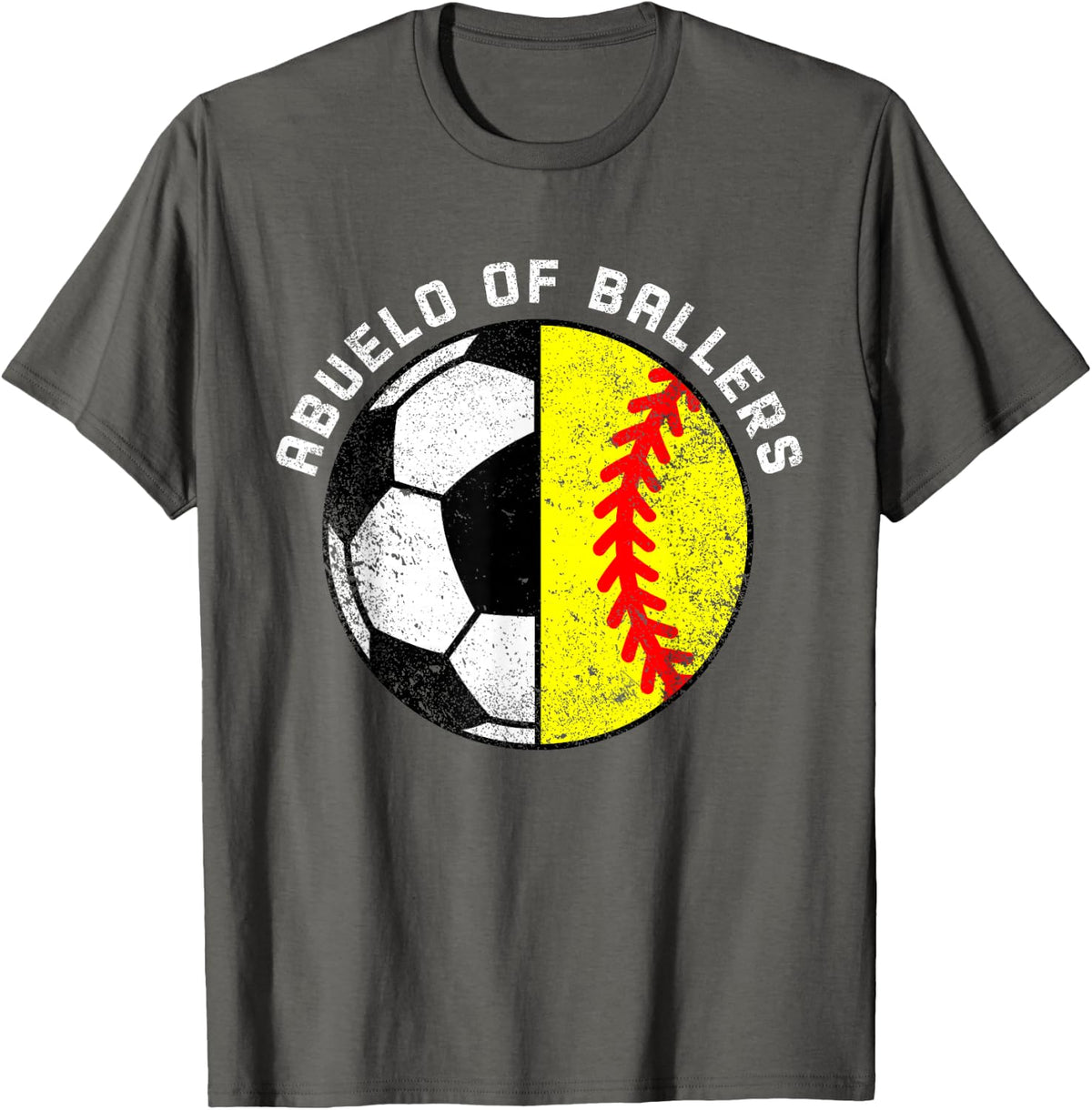 Abuelo Of Ballers Funny Soccer Softball Abuelo T-Shirt - Asphalt Grey