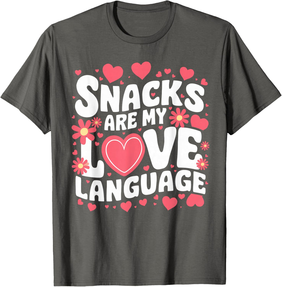 Snacks Are My Love Language Valentine Day Kids T-Shirt - Asphalt Grey