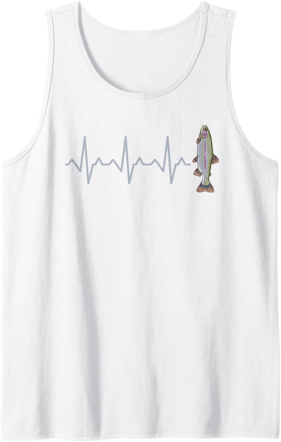 Rainbow Trout Heartbeat Trout Fishing Tank Top - White