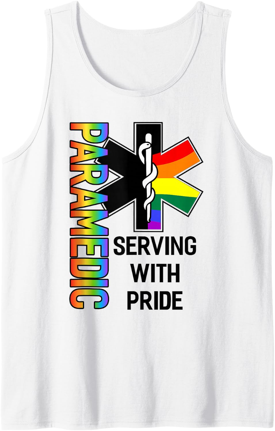 Paramedic Serving With Pride | LGBT EMT Gay Pride Tank Top - White