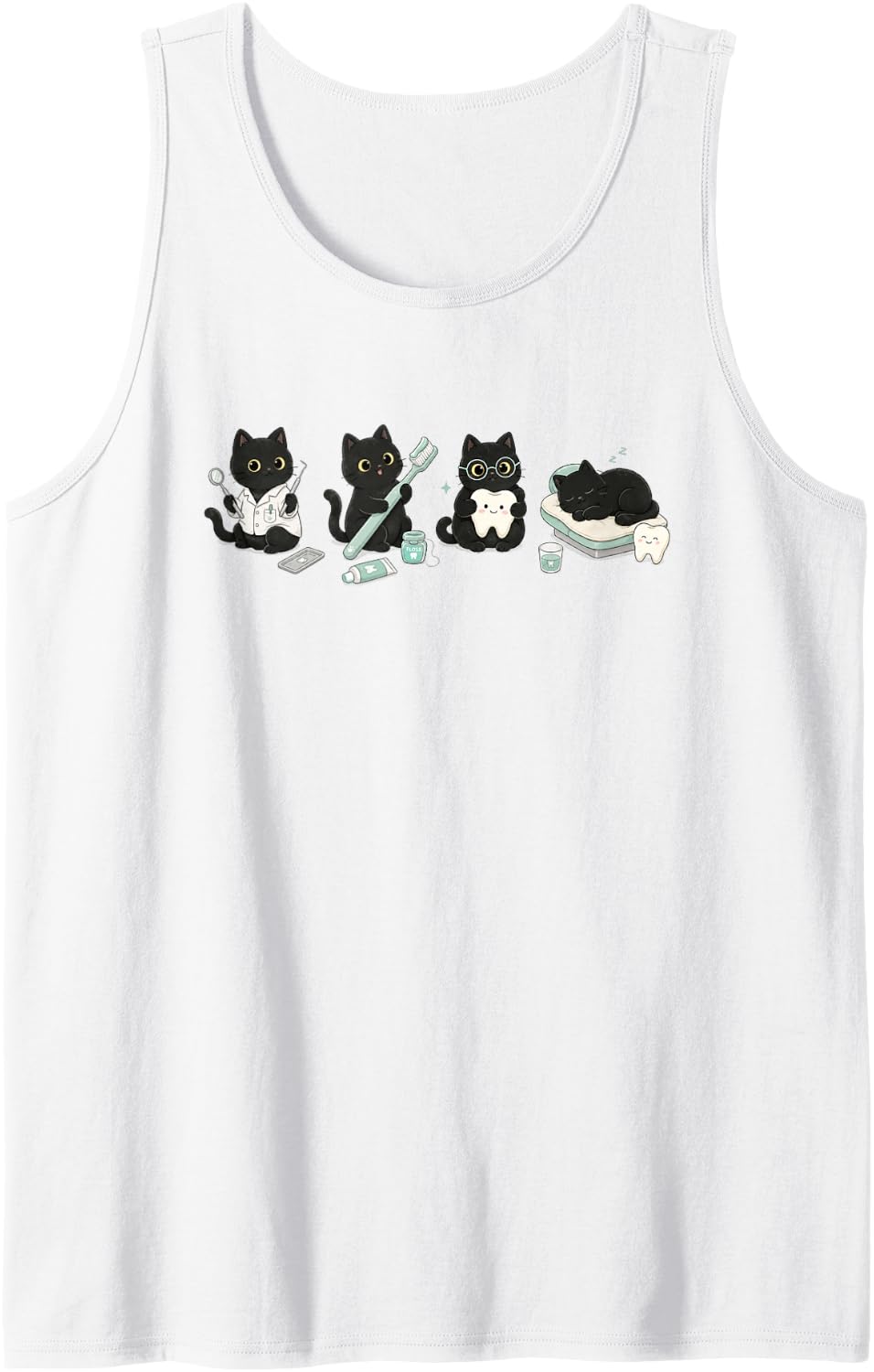 Dentist Black Cat Lover Dental Hygienist Assistant Dentistry Tank Top - White