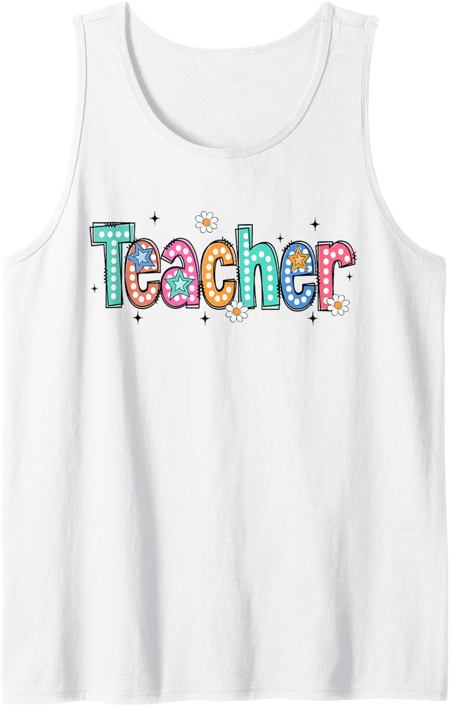 Preschool & Kindergarten Teacher Floral Teacher Appreciation Sleeveless Tank Top - White