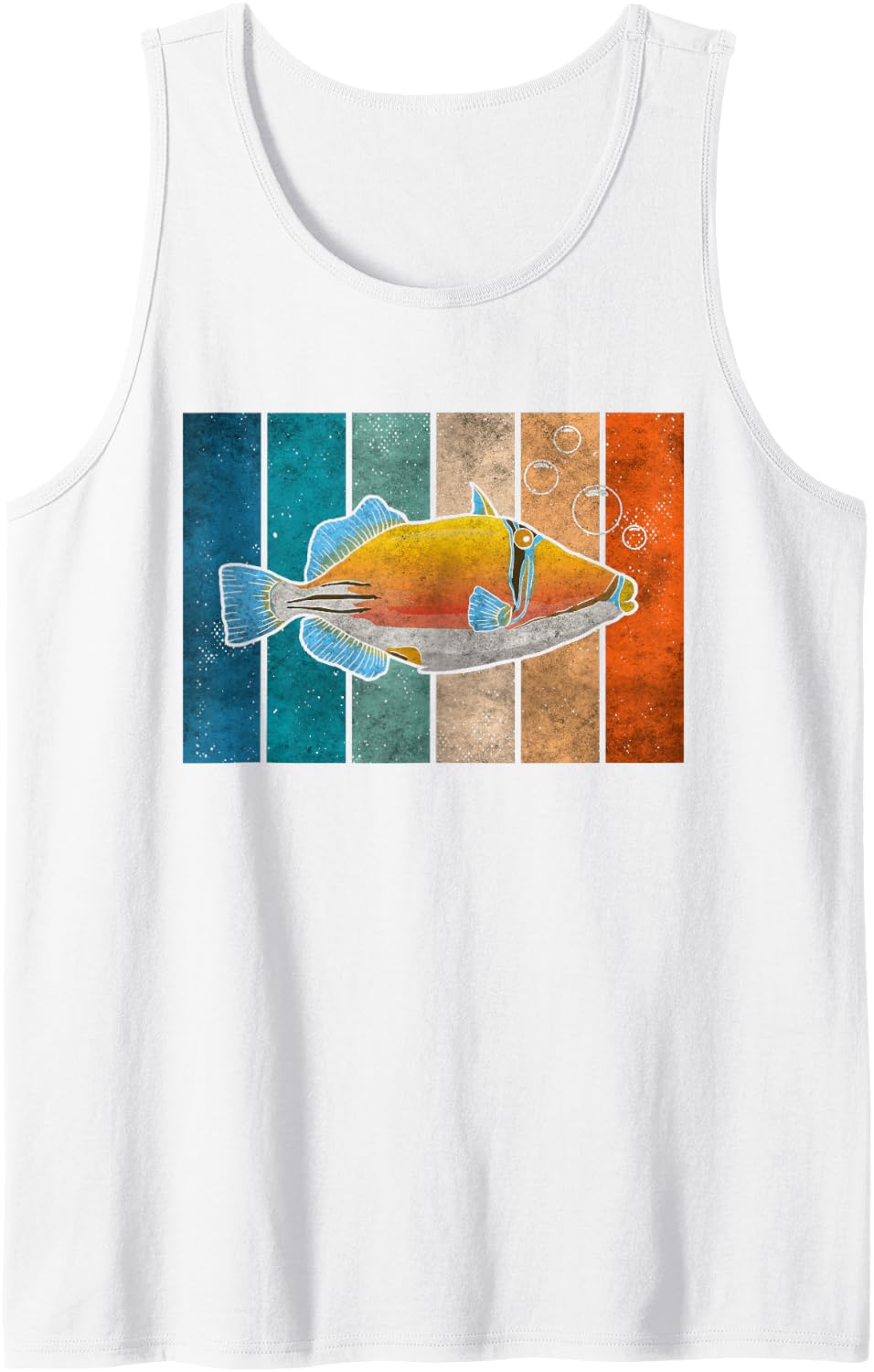 Retro Humuhumunukunukuapua'a Hawaiian Reef Triggerfish Tank Top - White