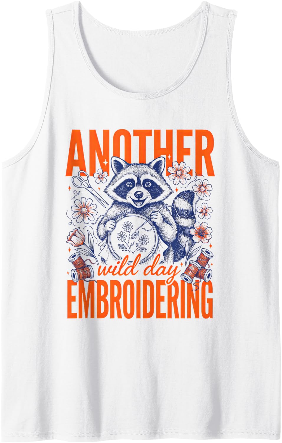 Hand Embroidery Art Embroiderer Sleeveless Tank Top - White