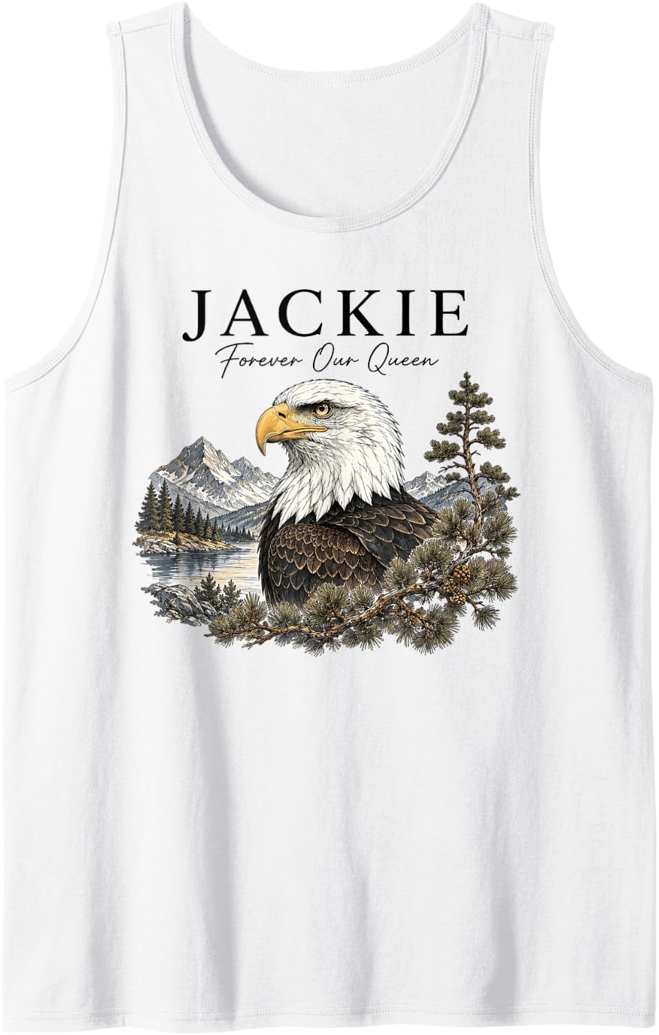 Jackie Bald Eagle, Forever Our Queen Tank Top - White