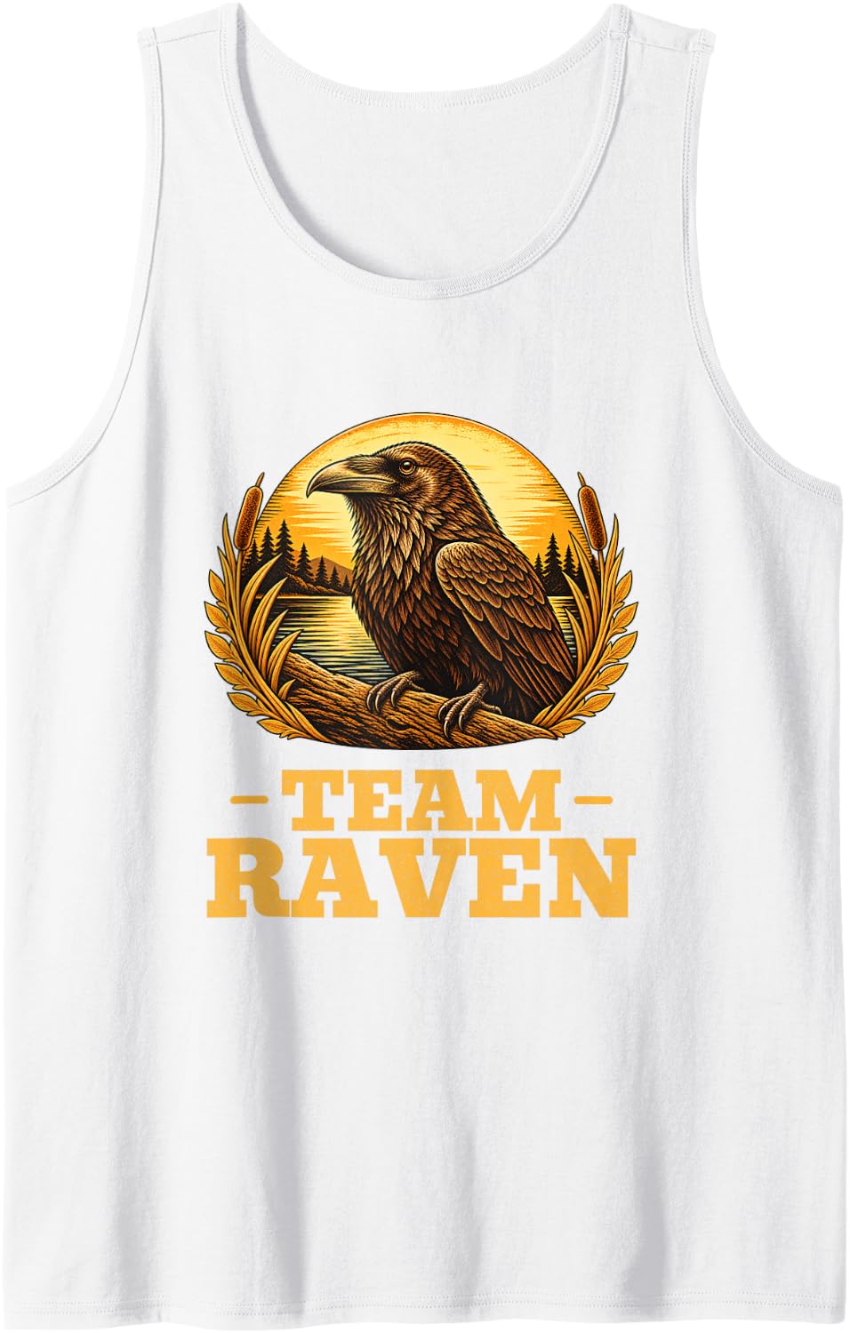 Team Raven Vintage Bird Retro Animal Lover Sleeveless Tank Top - White