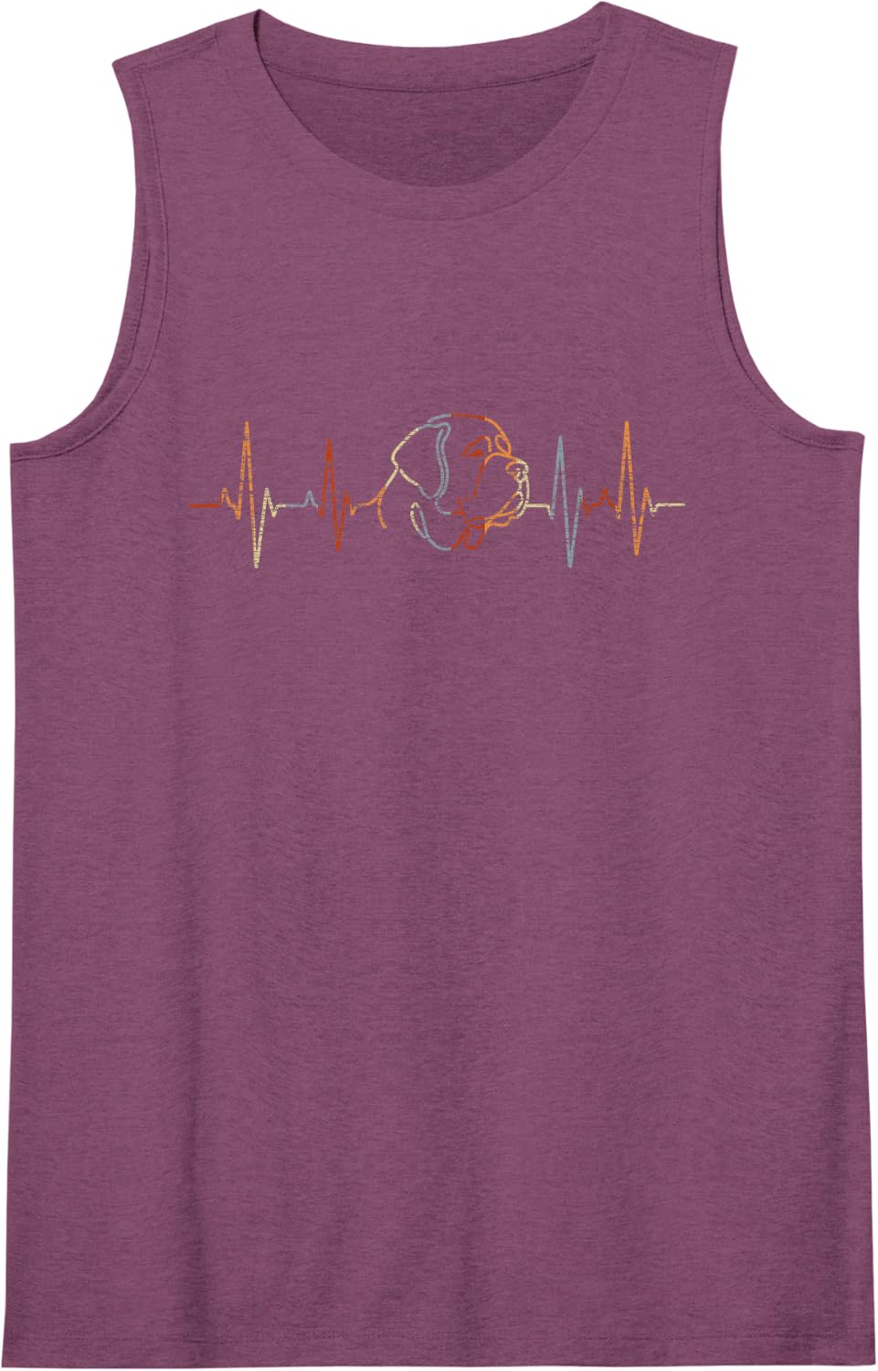 Mastiff Heartbeat Vintage ECG Cardiogram Retro Sleeveless Tank Top - Purple