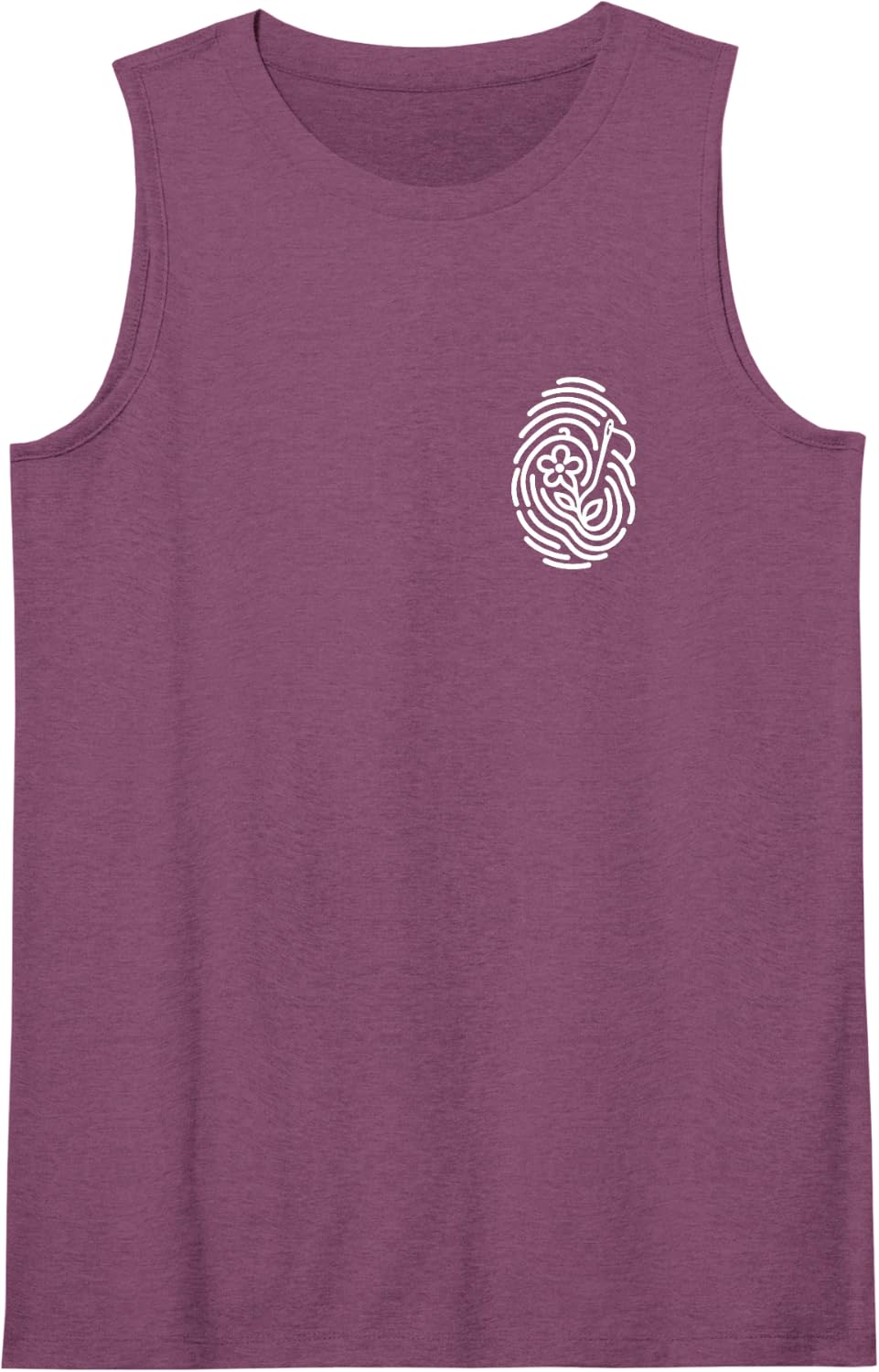 Embroidery Fingerprint Minimalist Subtle Needlework Hobby Sleeveless Tank Top - Purple