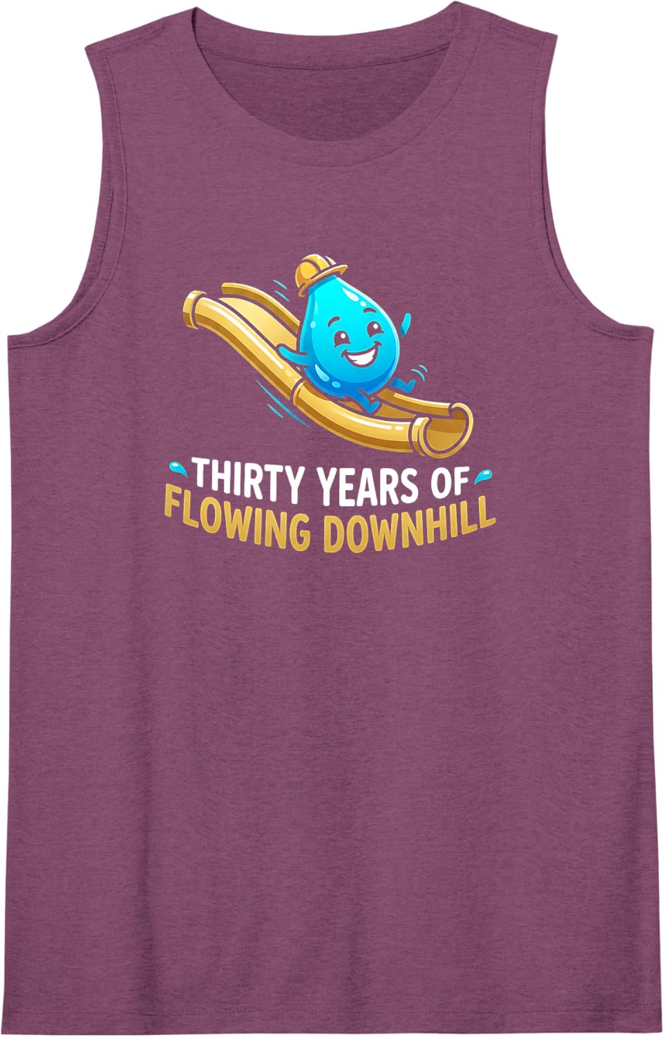 Thirty Years of Flowing Downhill Trend Design Design Sleeveless Tank Top - Purple