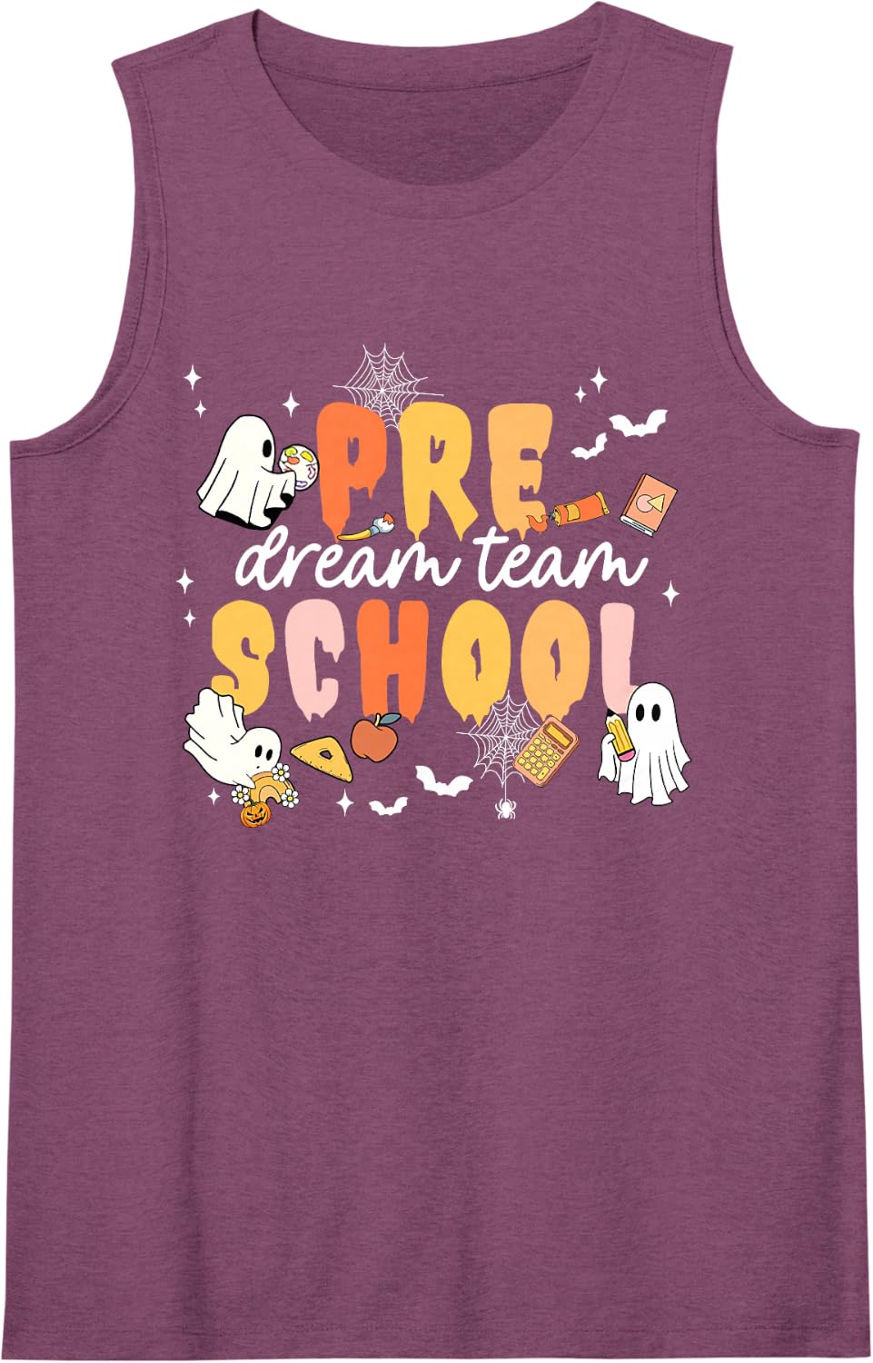 Pre School Dream Ghost Team Fall Halloween Spooky Teachers Sleeveless Tank Top - Purple
