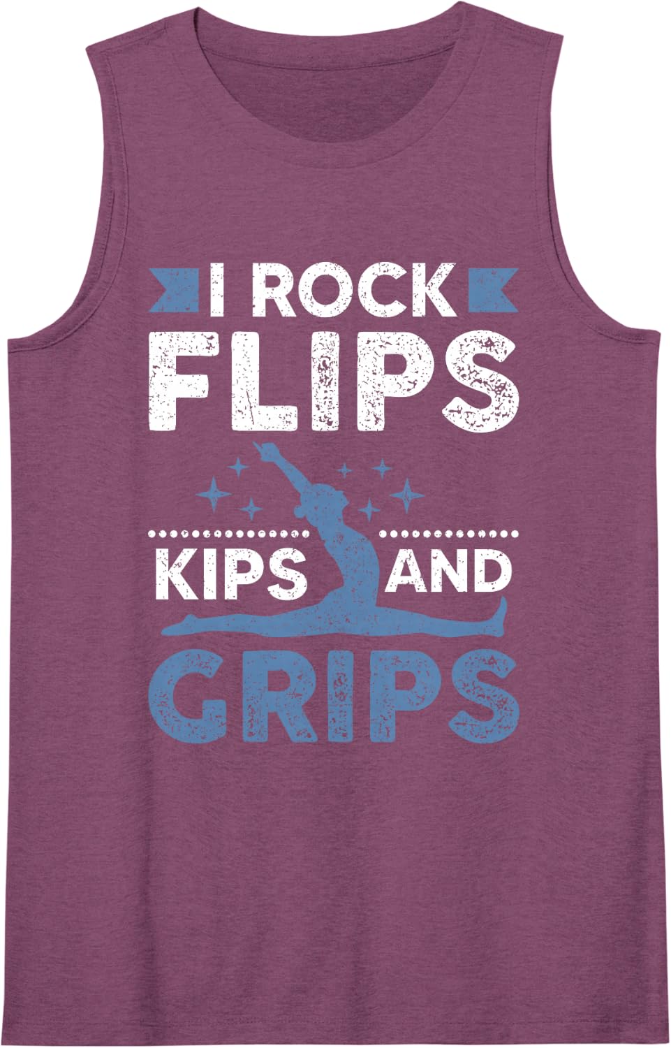I Rock Flips Kips and Grips Gymnastics Sleeveless Tank Top - Purple