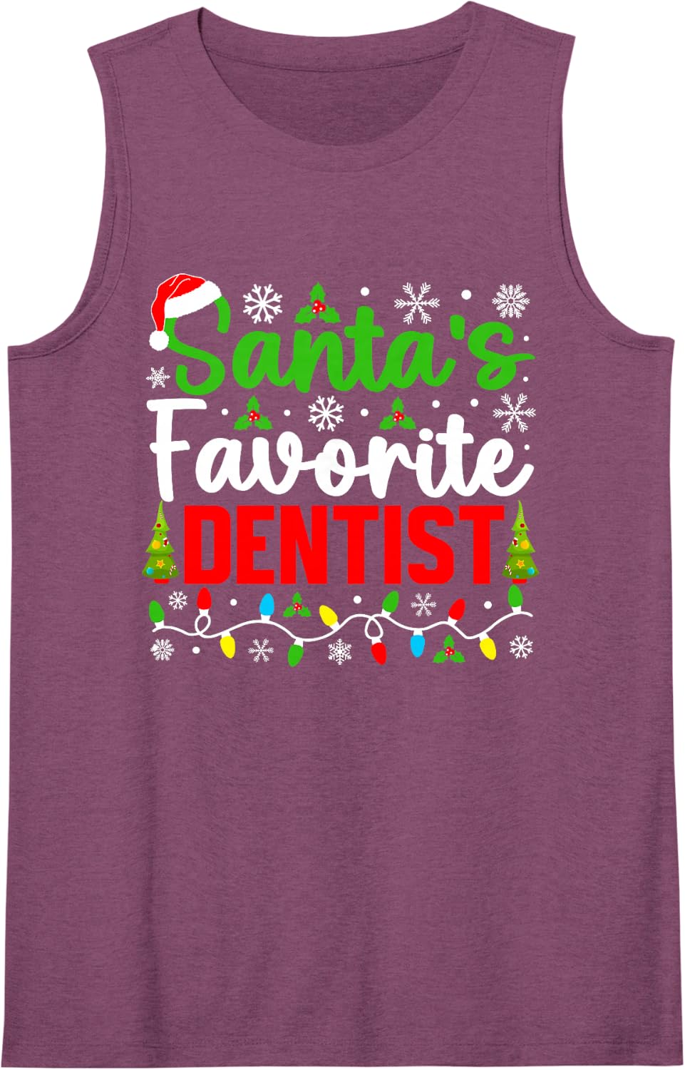 Santa's Favorite Dentist Funny Christmas Sleeveless Tank Top - Purple