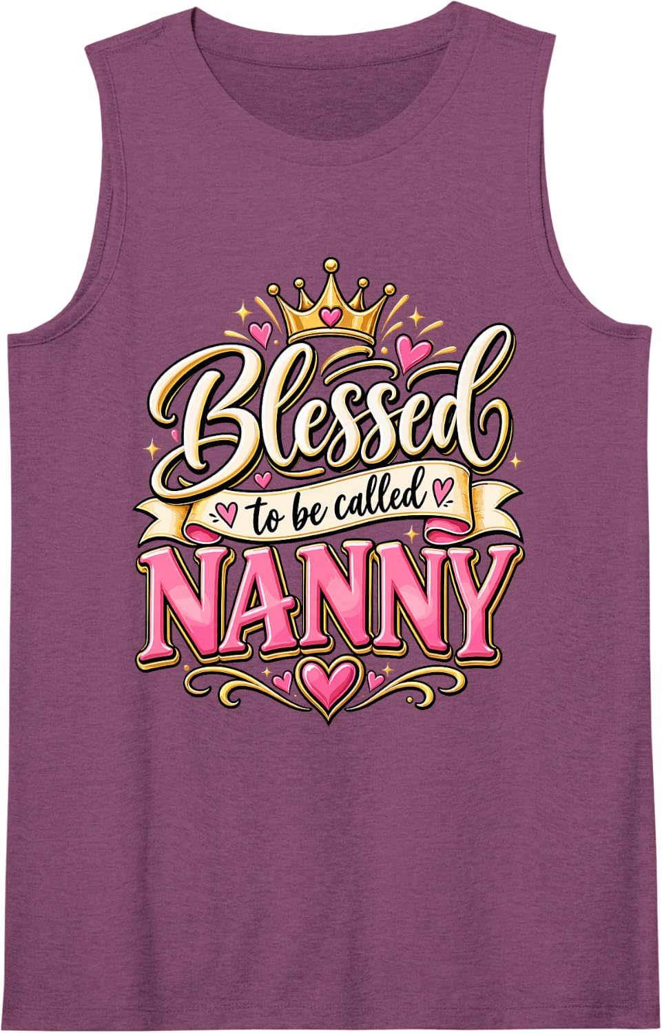 Women's Nanny Pride Designs Funny Grandma Sleeveless Tank Top - Purple