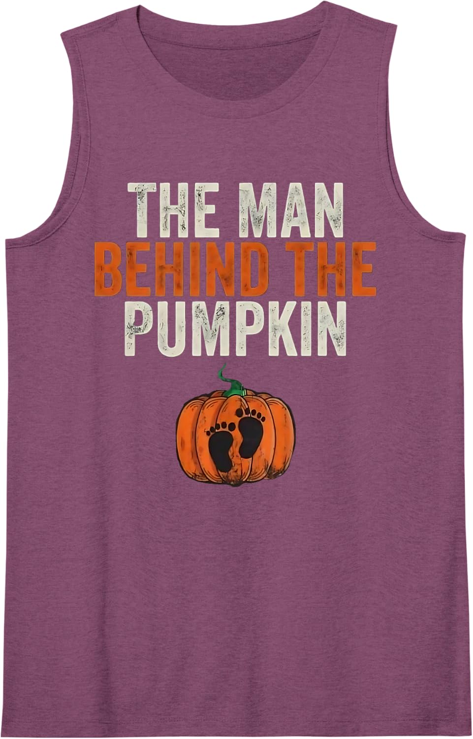 The Man Behind The Pumpkin Halloween Pregnancy Sleeveless Tank Top - Purple