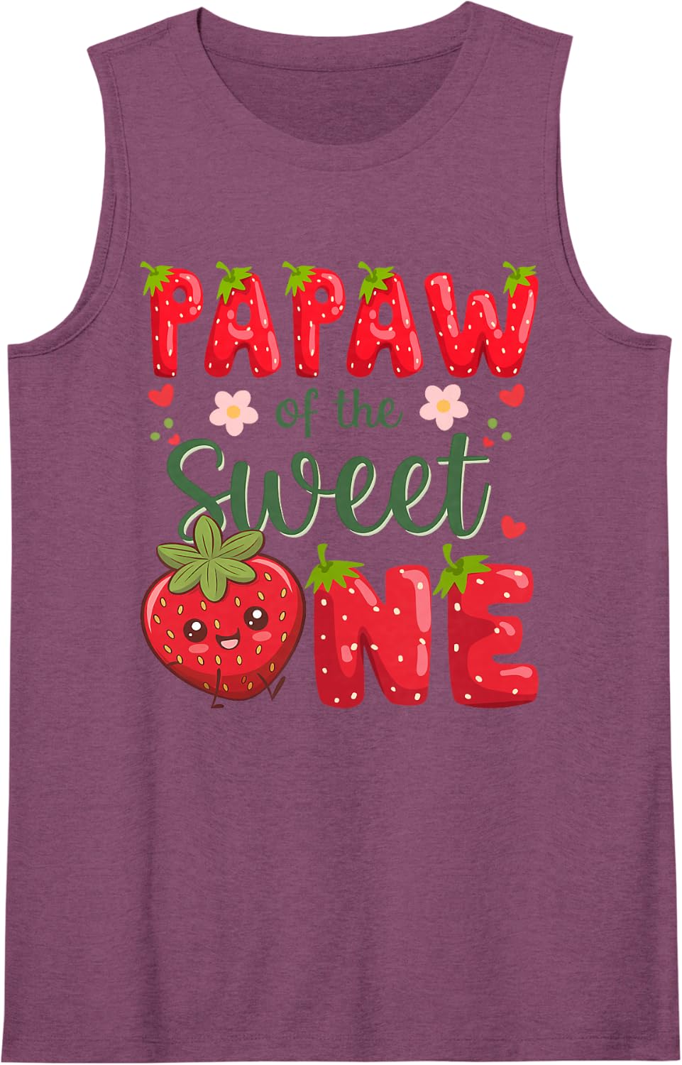 Papaw of The Sweet One 1St Birthday Strawberry Lover Sleeveless Tank Top - Purple