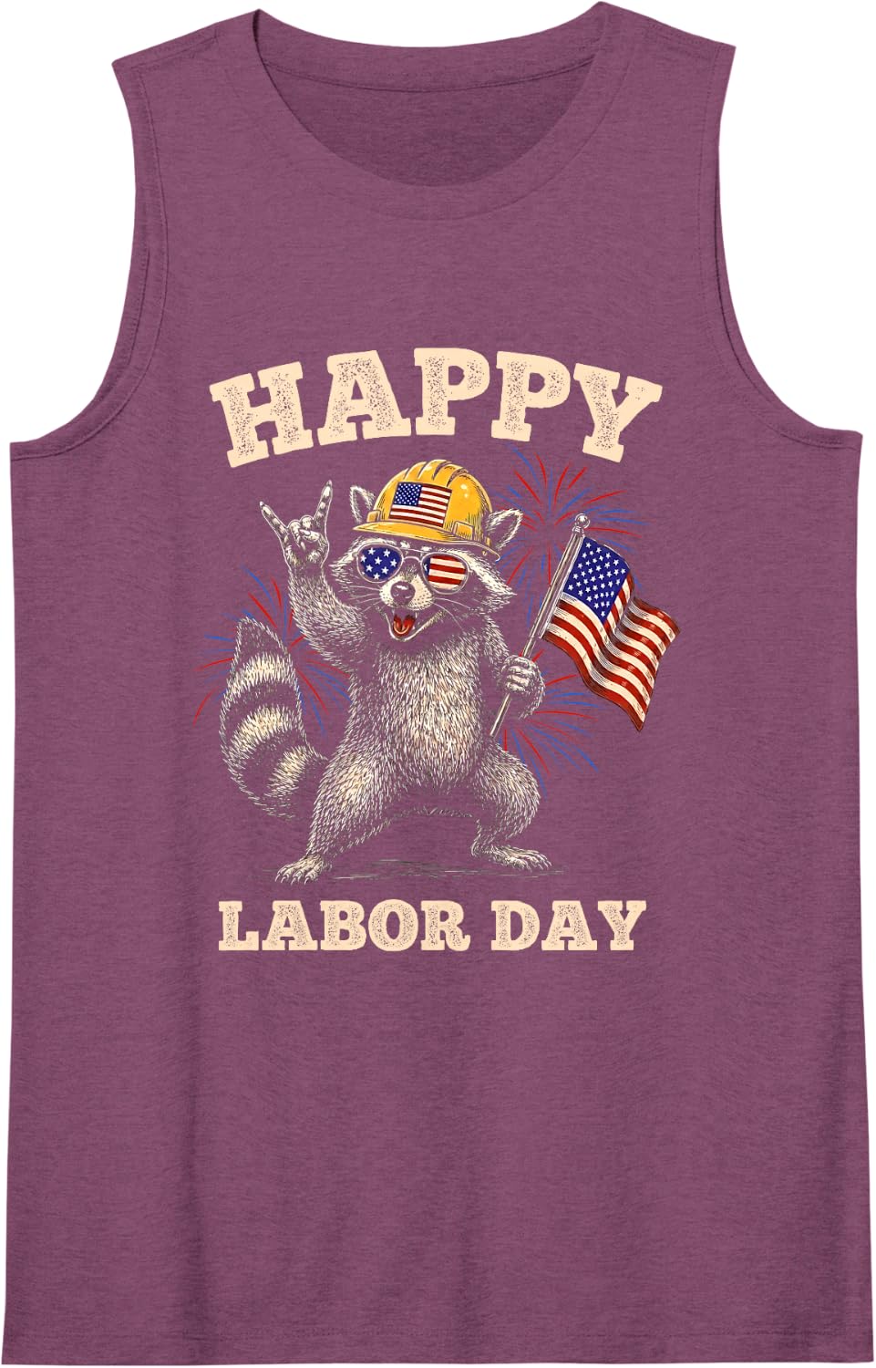 Happy Labor Day Raccoon US American Flag Tank Top - Purple