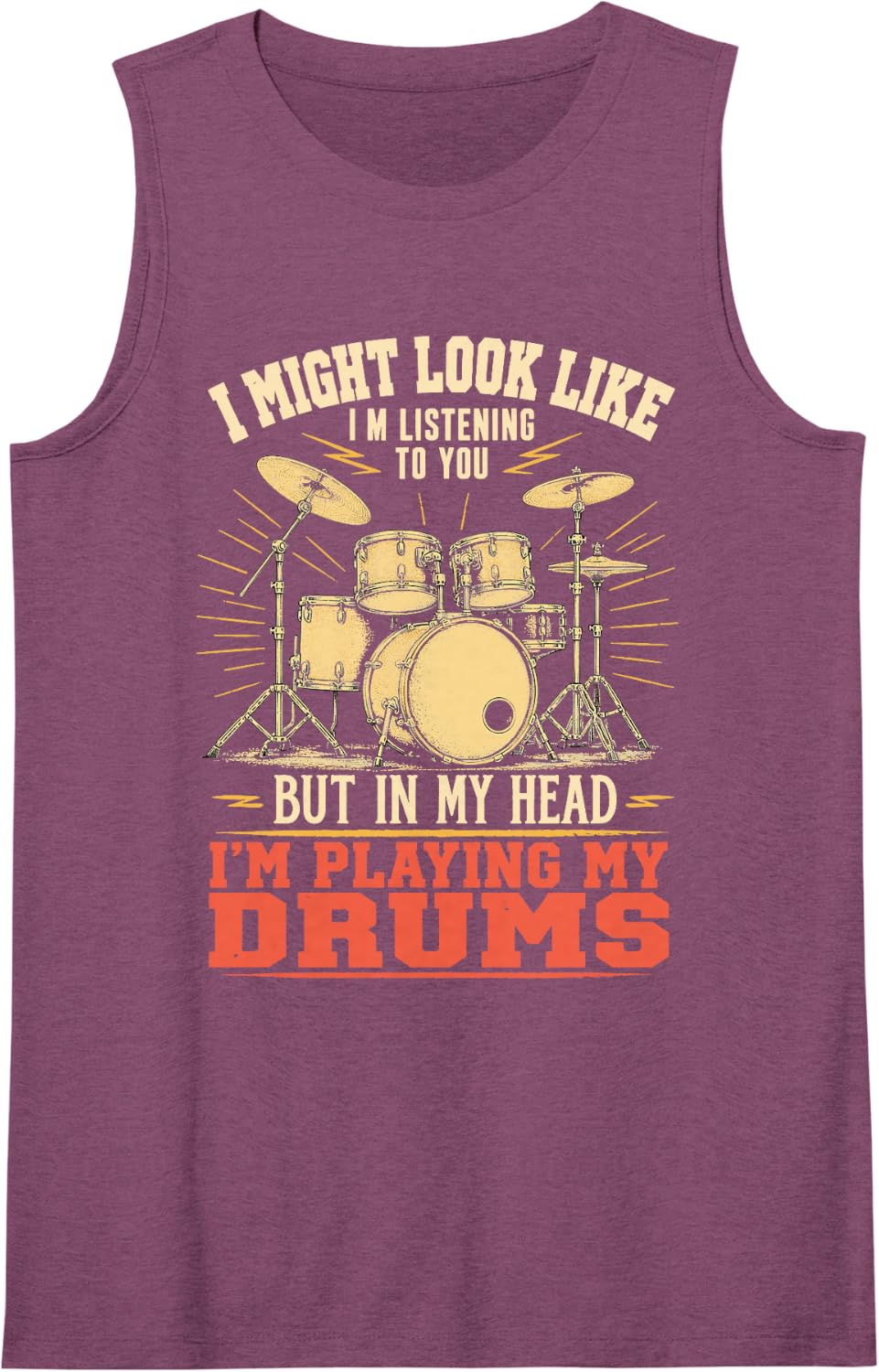Funny Drummer Percussion Drum Kit Vintage Drumming Sleeveless Tank Top - Purple