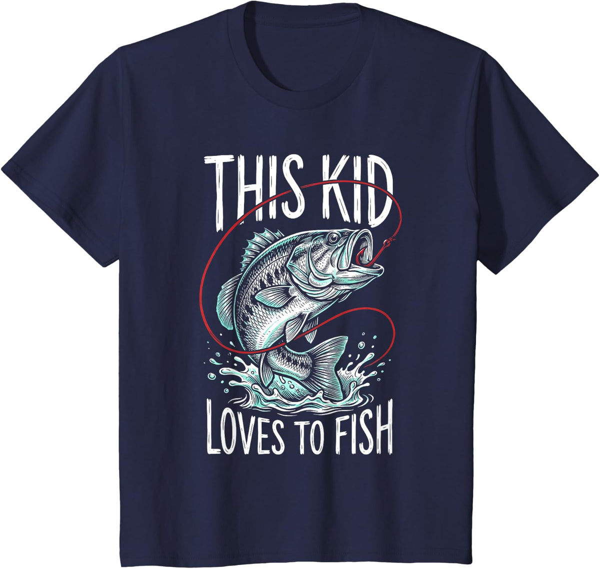 Fishing Kid Young Angler This Kid Loves to Fish T-Shirt - Navy Blue