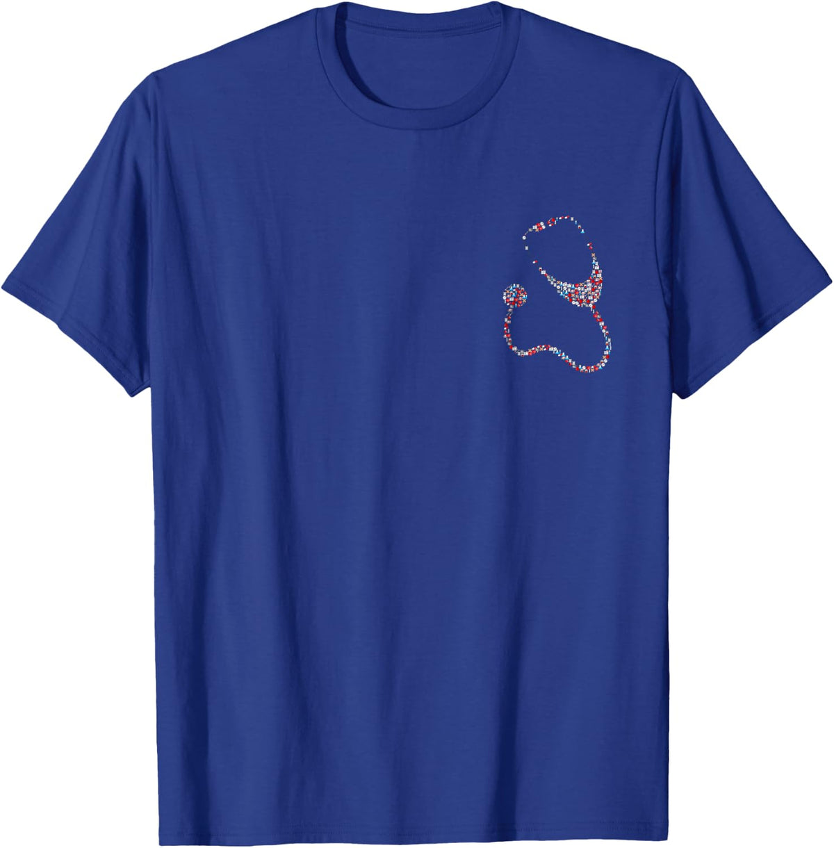 Medical Icons Stethoscope T-Shirt Pocket Style - Royal Blue