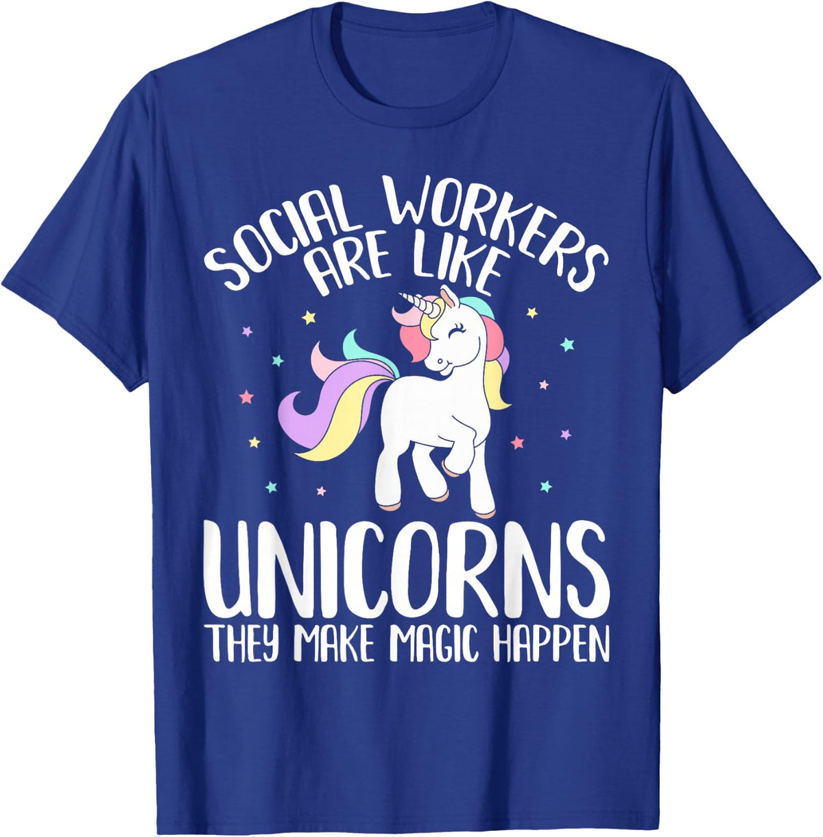 School Social Worker Fantasy Unicorns Lovers Gift T-Shirt - Royal Blue