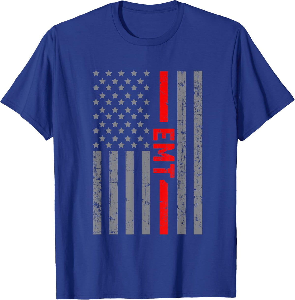 American Flag Emt US Flag Vintage Tee For Men Dad T-Shirt - Royal Blue