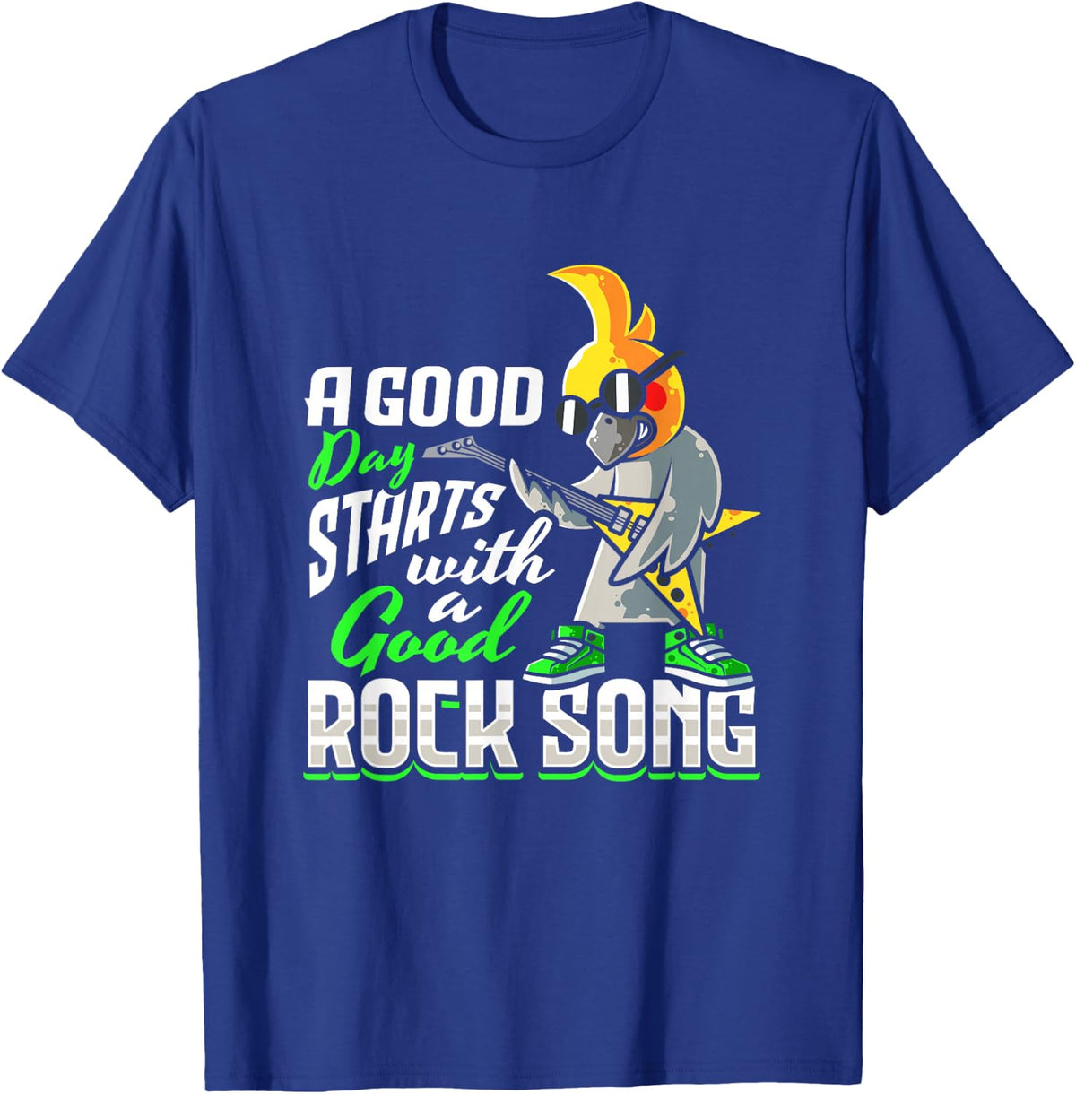 Cockatiel Bird Rock n Roll Design for a Rock music lover T-Shirt - Royal Blue