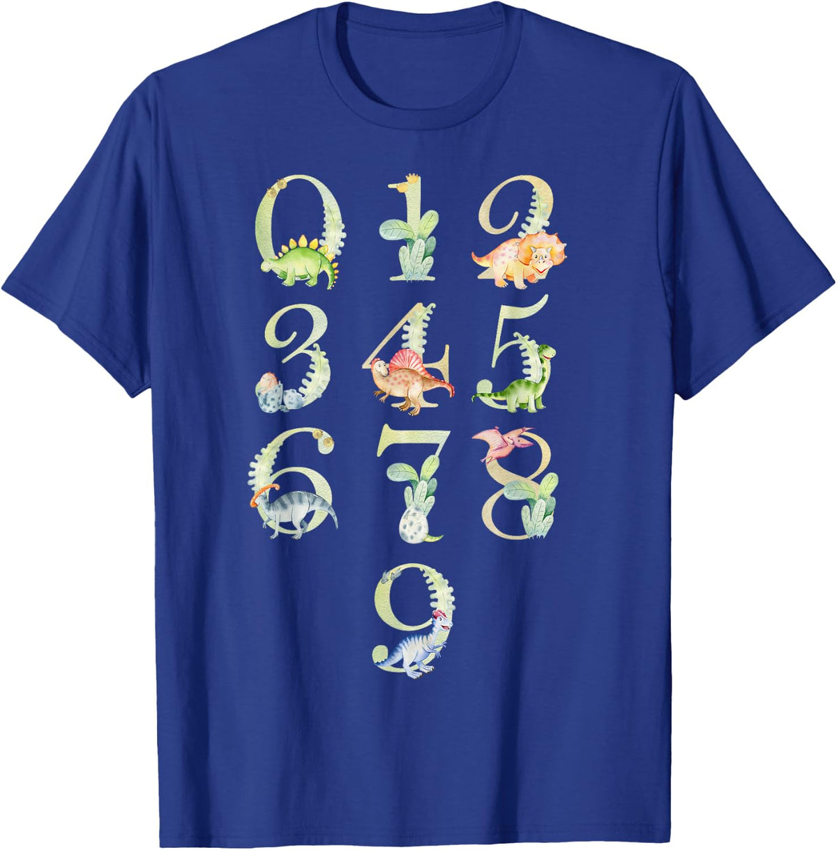 Learn to Count Preschool Educational Numbers Dinosaurs Cute T-Shirt - Royal Blue