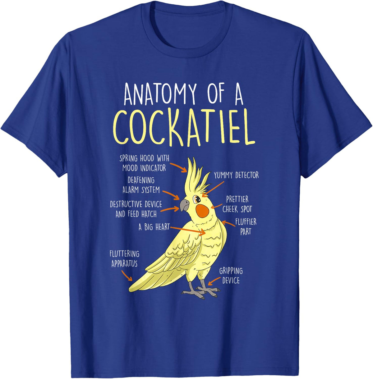 Bird Gift Anatomy of Cockatiel T-Shirt - Royal Blue