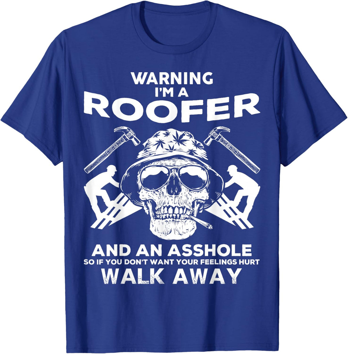 Roofer T-Shirt Skull Graphic Tee Roofer Clothing T-Shirt - Royal Blue