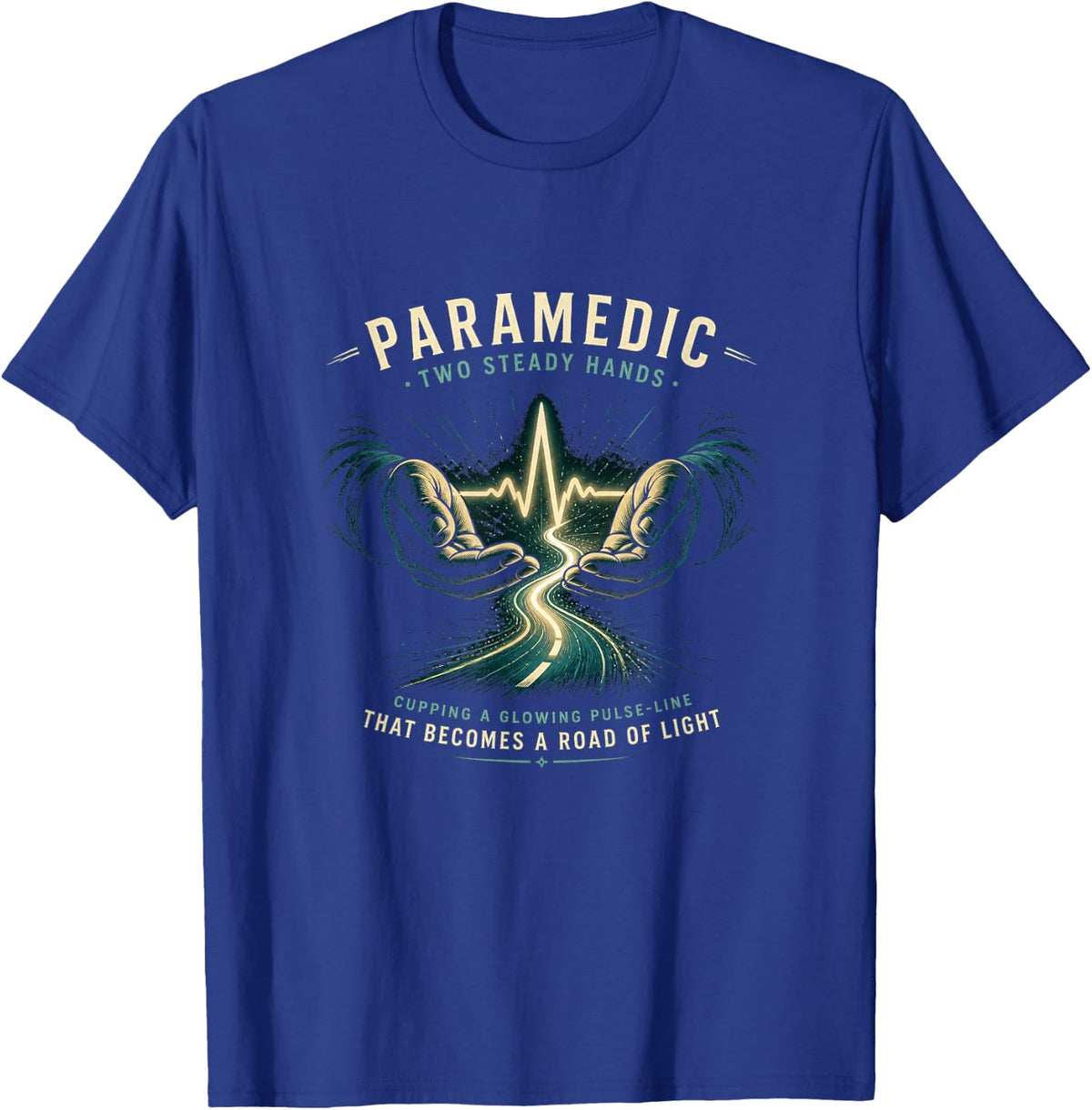 Paramedic Steady Hands Pulse Art T-Shirt - Royal Blue