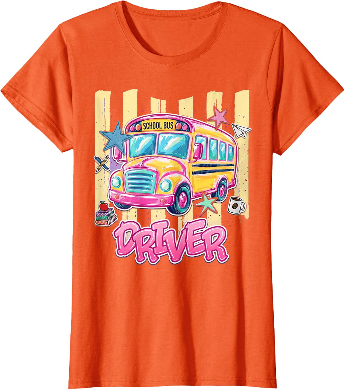 School Bus Driver Preppy Back to School Tees T Shirts for Women Apparel - Orange