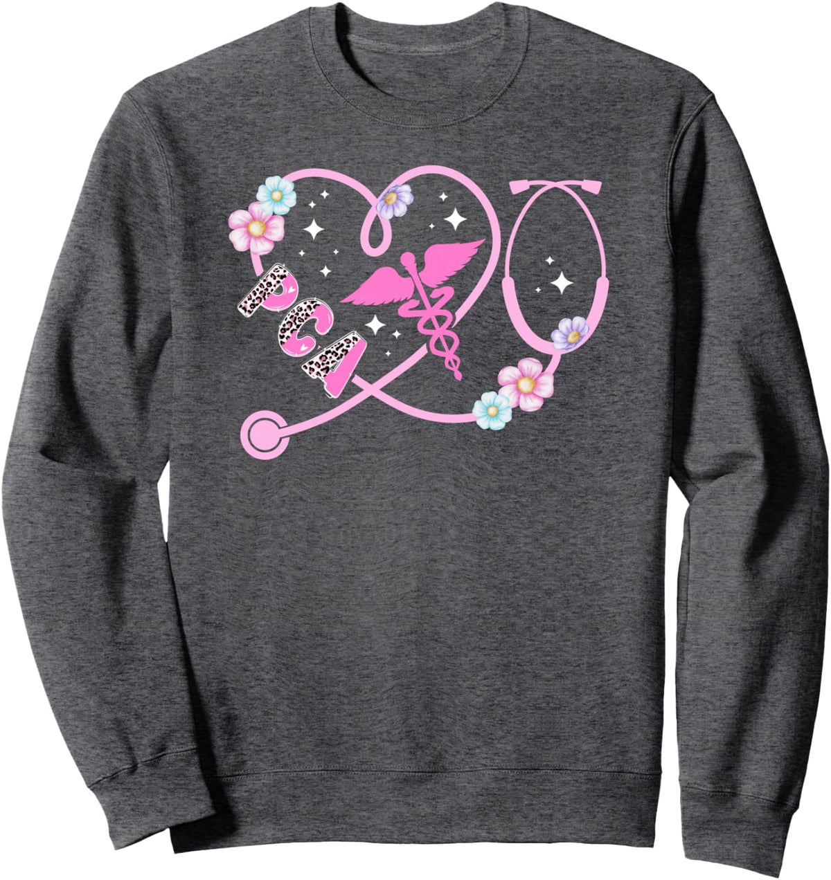 PCA Heart Patient Care Assistant Appreciation PCA Nurse Sweatshirt - Adult Unisex Dark Heather Grey