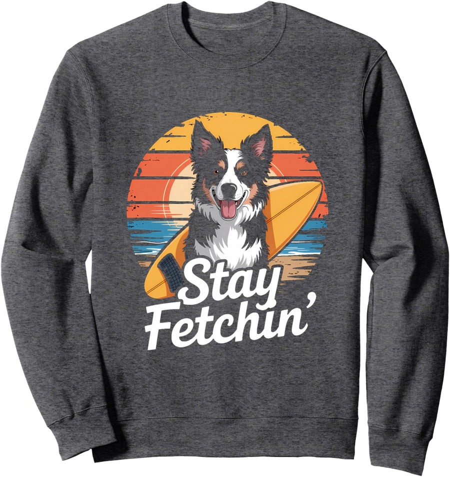 Border Collie Metal Collie Herding Sheep Sweatshirt - Adult Unisex Dark Heather Grey