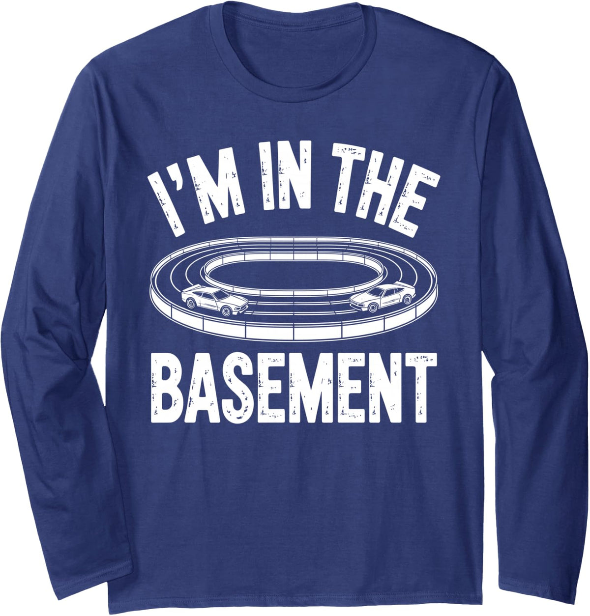 Slot Car Design for Men Women Kids Slot Car Racing Long Sleeve T-Shirt - Adult Unisex Navy Blue
