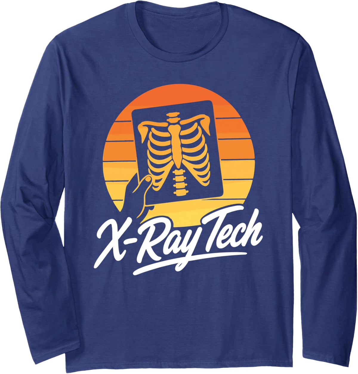 X-Ray Tech Radiology Long Sleeve T-Shirt - Adult Unisex Navy Blue