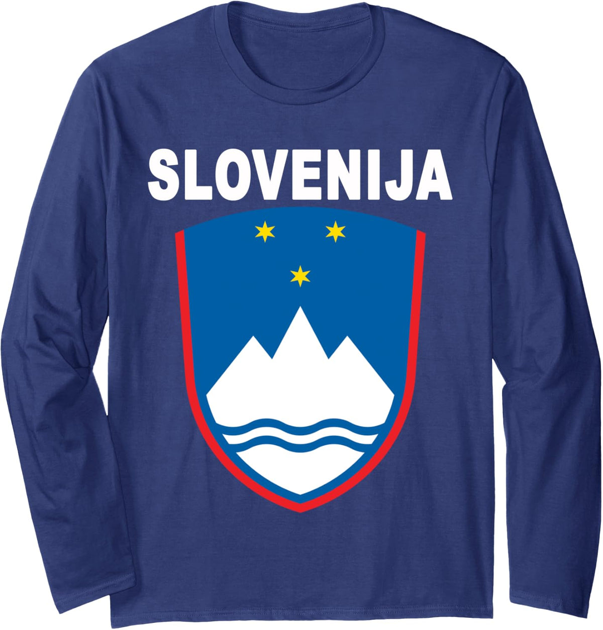 Slovenija National Slovenian Language Emblem Design Long Sleeve T-Shirt - Adult Unisex Navy Blue
